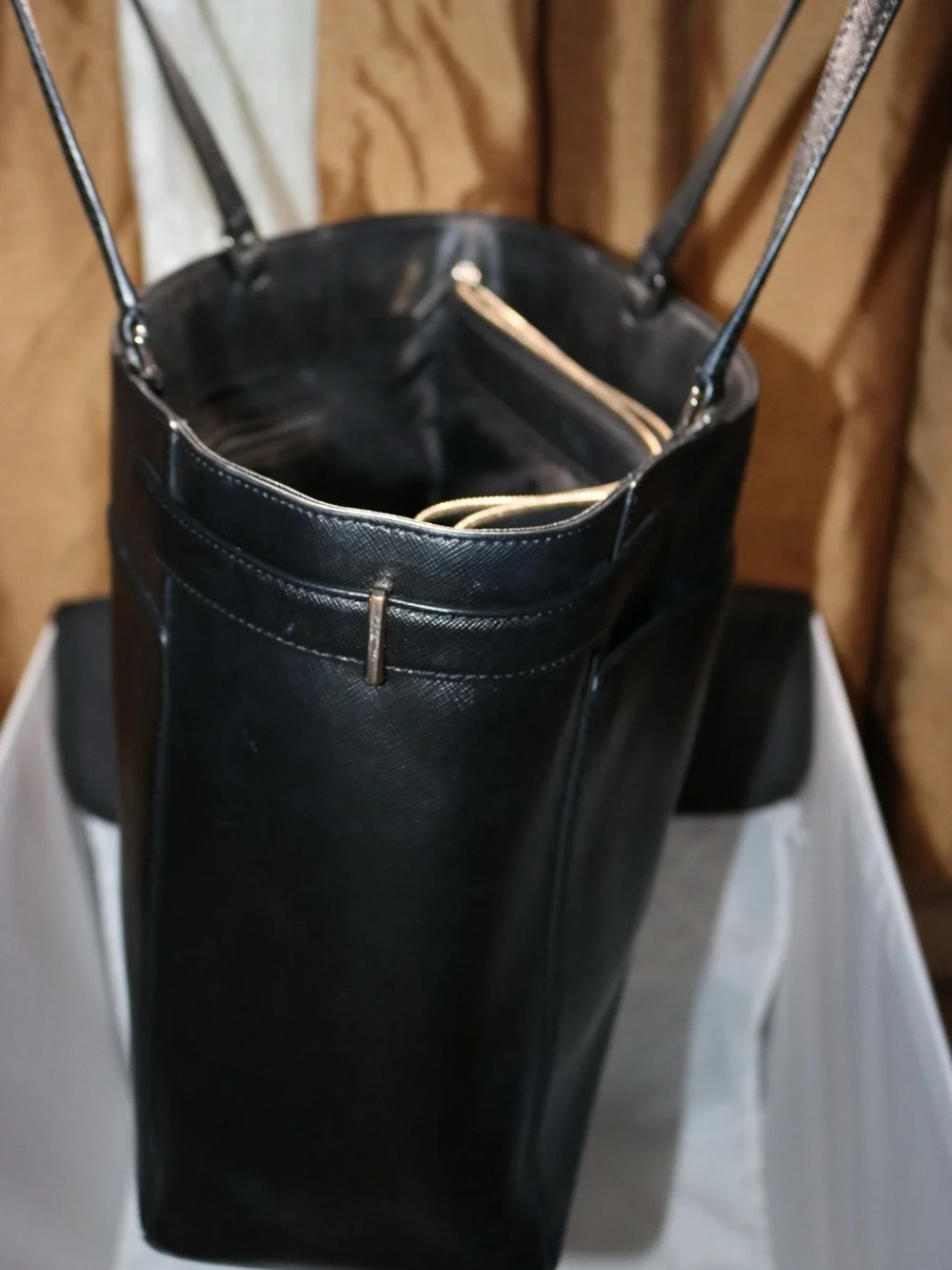 Kate Spade Black Leather Tote with Dual Straps